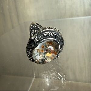Garden Quartz Crystal Stone “Poison” 
 Ring Vintage Style Secret Compartment